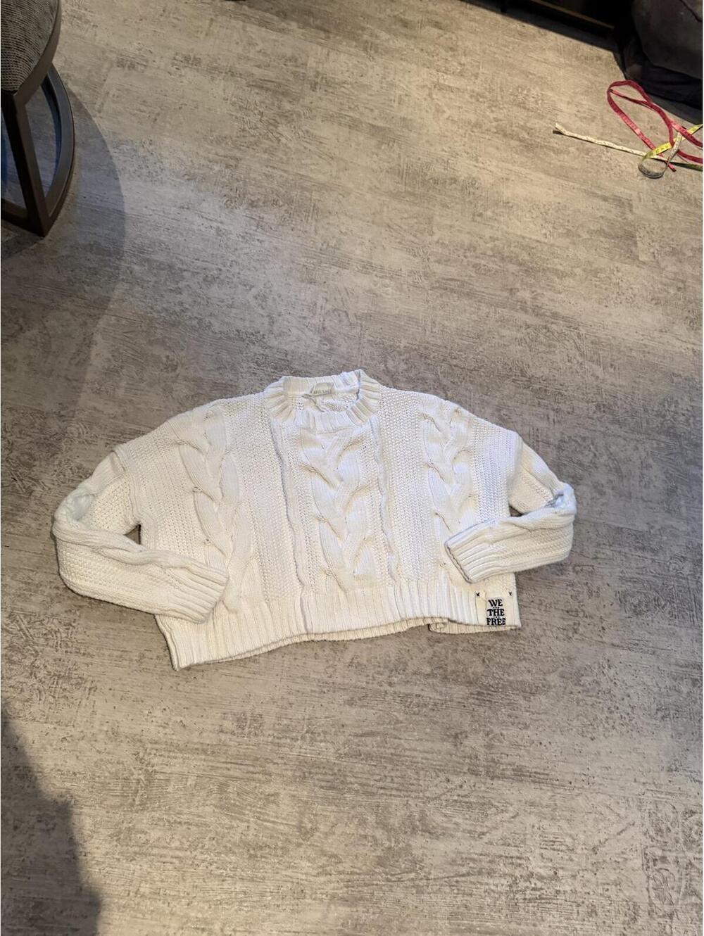 NWOT Free People We the Free in a daze pullover cableknit cropped boxy sweater